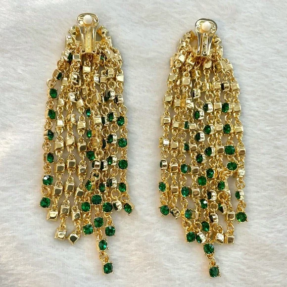 Oscar de la Renta Waterfall Crystal Earrings - Picture 3 of 5